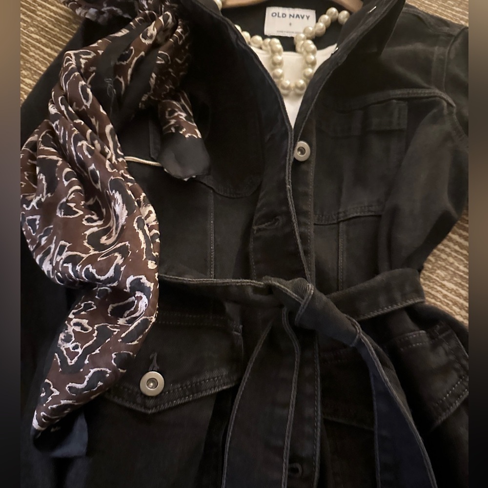 SPRING JACKETS!  Old Navy belted black denim. Size S NWT